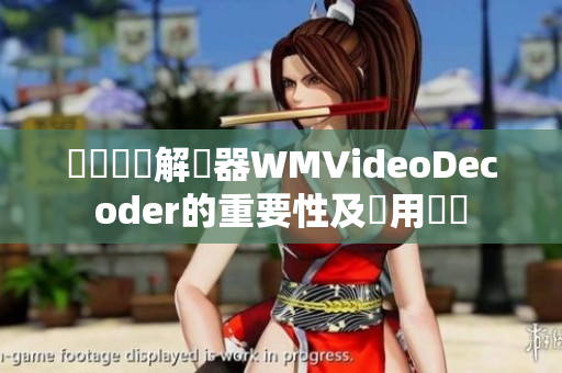 視訊編碼解碼器WMVideoDecoder的重要性及應用範疇