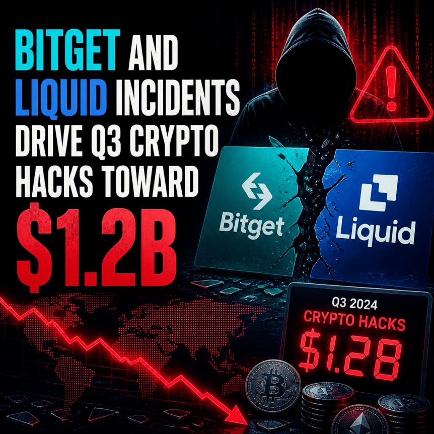 Bitget与Liquid事件推动第三季度加密货币黑客攻击损失逼近12亿美元