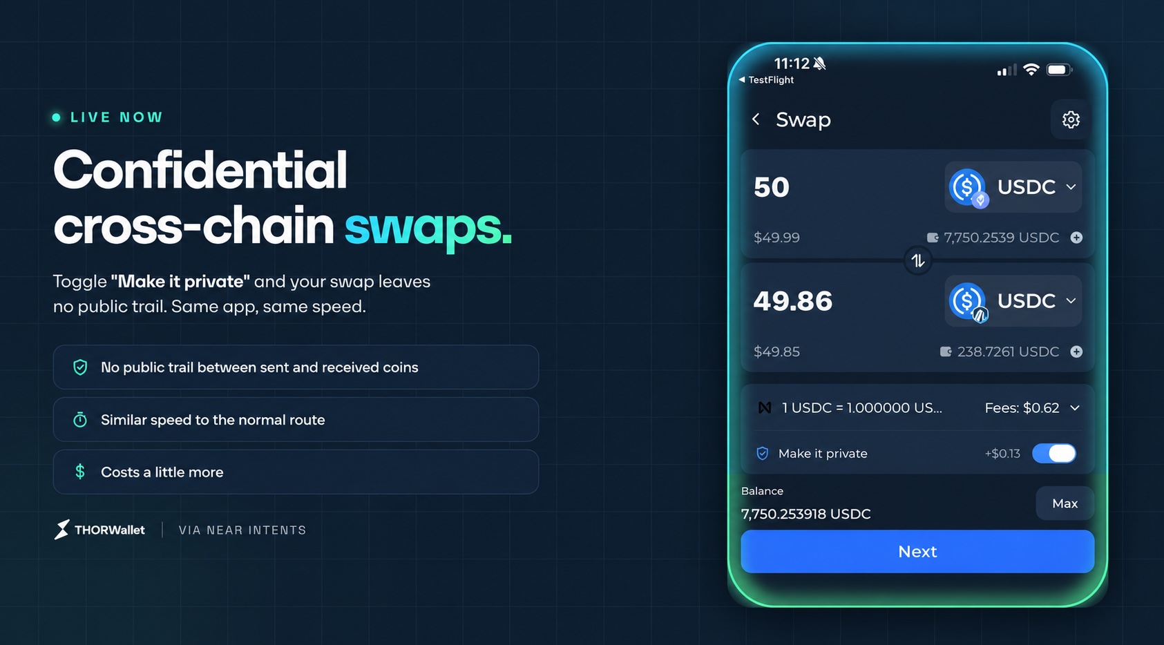 THORWallet 推出 BTC、ETH 等资产的隐私互换功能