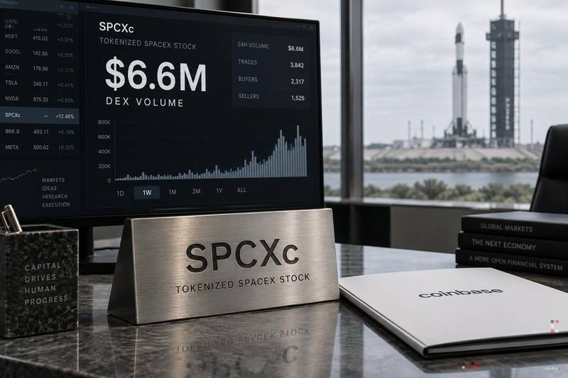 Coinbase SPCXc 代币化 SpaceX 股票交易量达 660 万美元