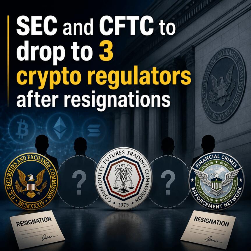 SEC和CFTC因辞职事件，将缩减为3名加密货币监管官员
