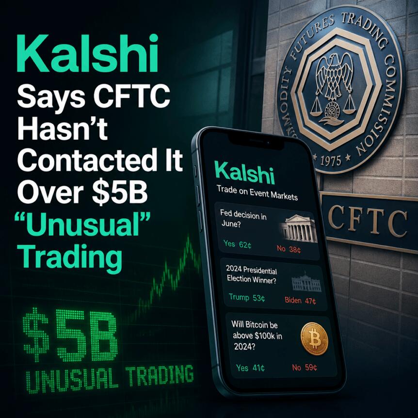 Kalshi称，美国商品期货交易委员会（CFTC）尚未就其50亿美元“异常”交易与其联系