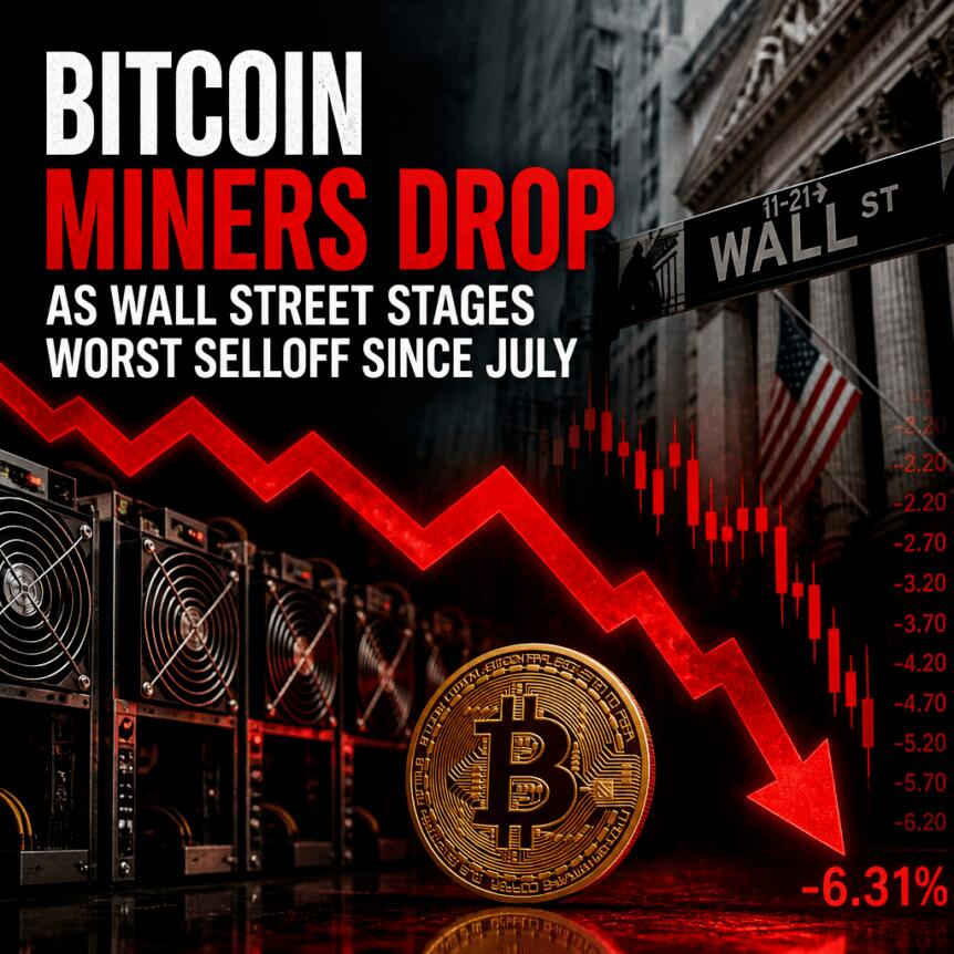 比特币矿工数量下降，华尔街遭遇自7月以来最严重的抛售潮