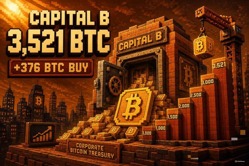 Capital B比特币持仓量达3,521枚，此前增持376枚BTC