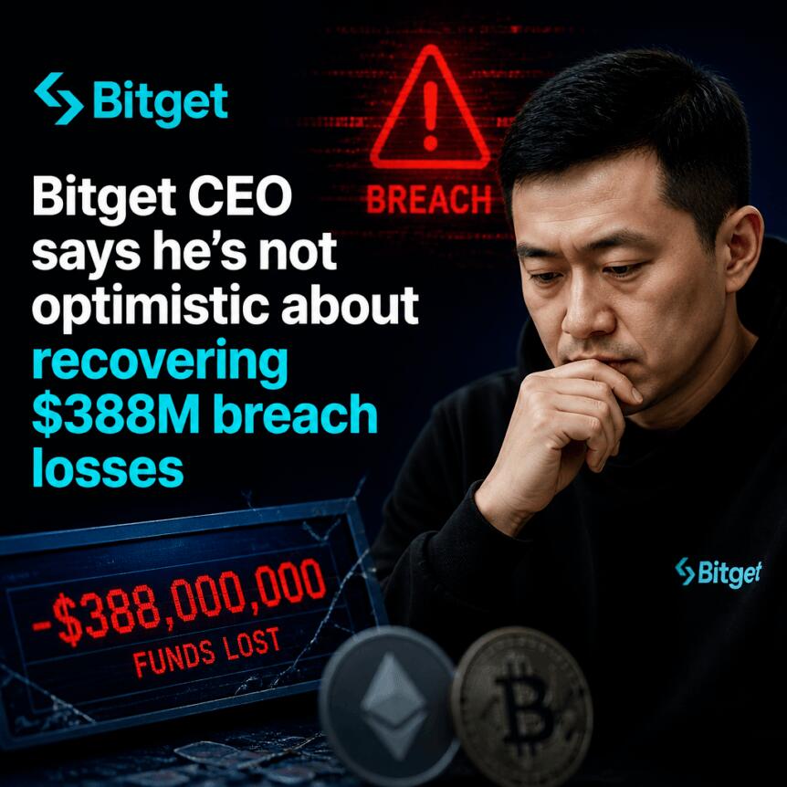 Bitget CEO表示，对追回3.88亿美元被盗资金缺乏信心